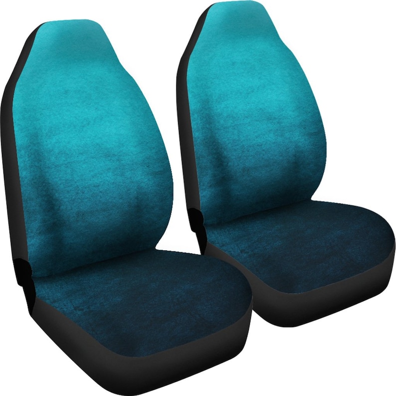 Teal Ombre Watercolor Design Car Seat Covers Set Universal Fit For Bucket Seats In Cars and SUVs image 6