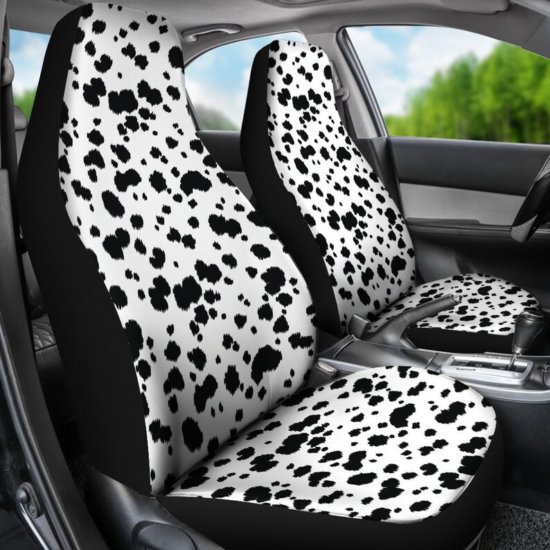 Dalmatian Dog Print Car Seat Covers Set White With Black Spots Etsy