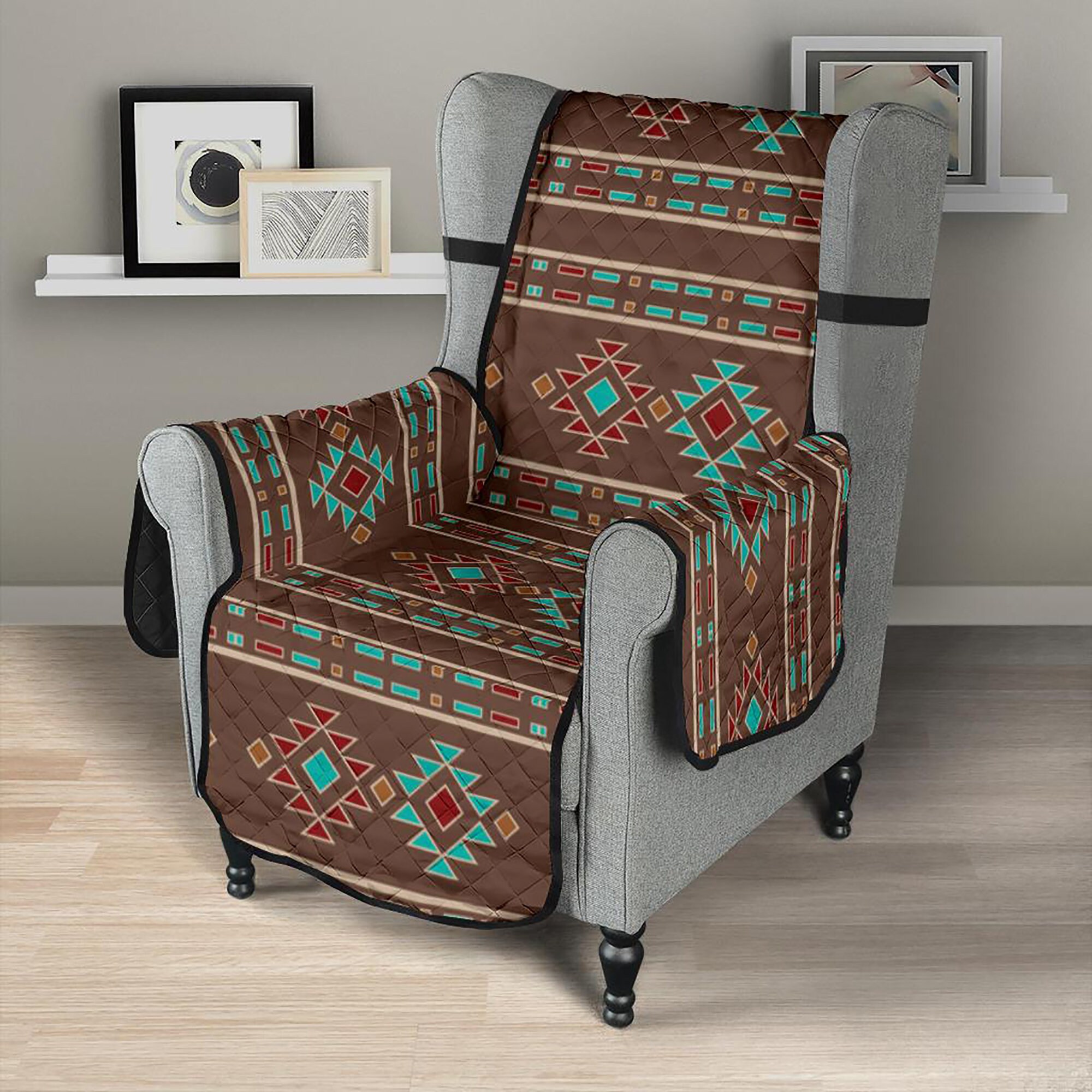Southwestern Pattern Armchair Chair Cover 23 Seat Width Slipcover