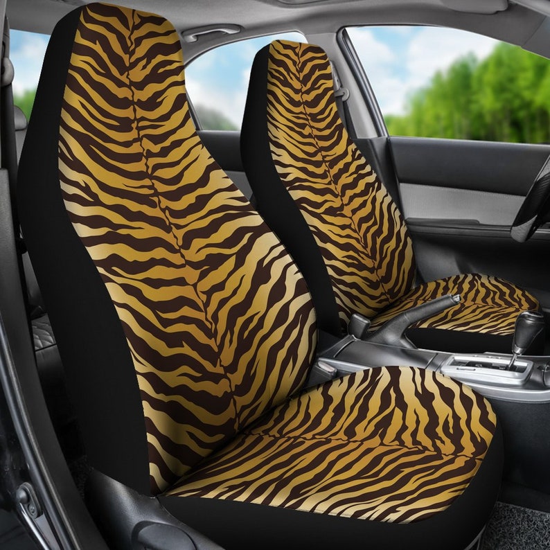 Tiger Stripes Animal Print Gold Color Car Seat Covers Set | Etsy