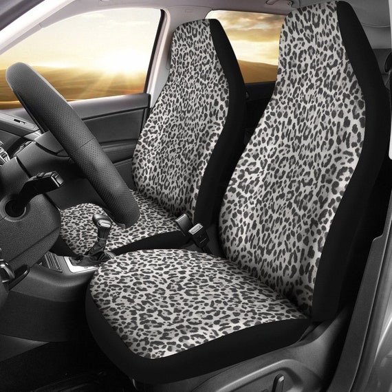 Snow Leopard Skin Car Seat Covers White Animal Print Set Of 2 Universal Fit For Bucket Seats In Cars And Suvs African Safari Jungle Safari Snow Leopard Print Low Back Front Car Seat Covers Find Complete Details About