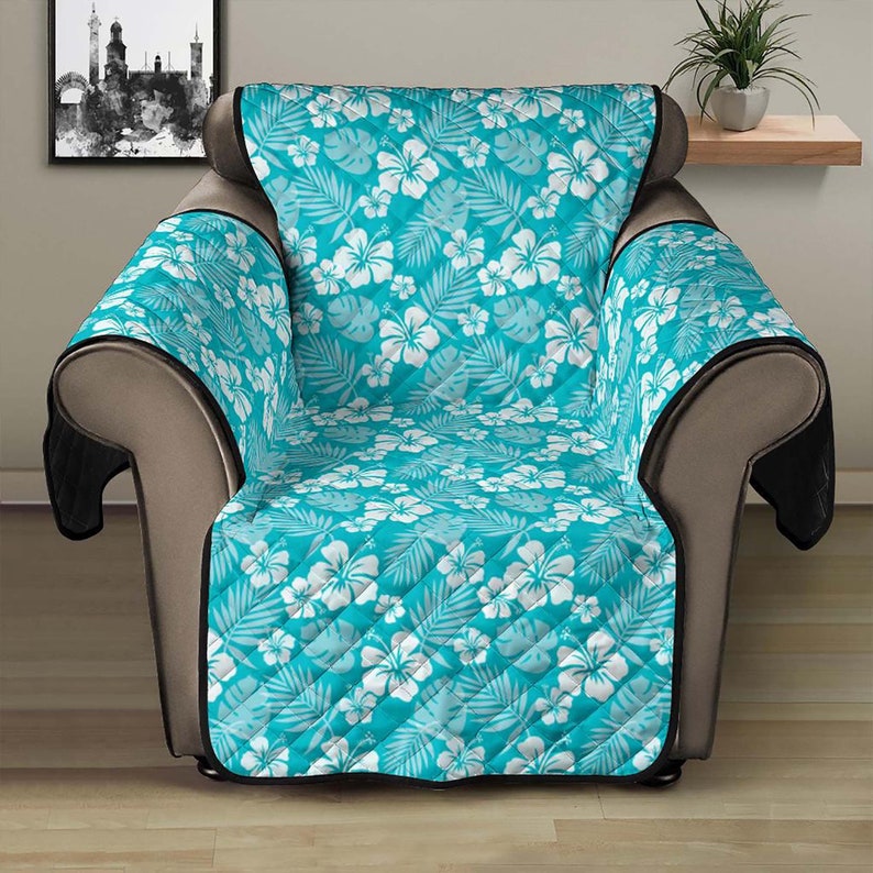 Hibiscus Beach House Slipcover Hawaiian Flower Pattern Aqua | Etsy
