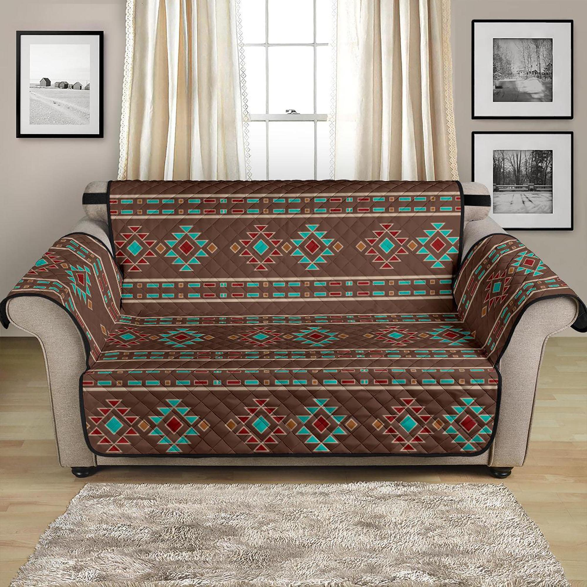 Southwestern Pattern Loveseat Sofa Cover 54 Seat Width Slipcover