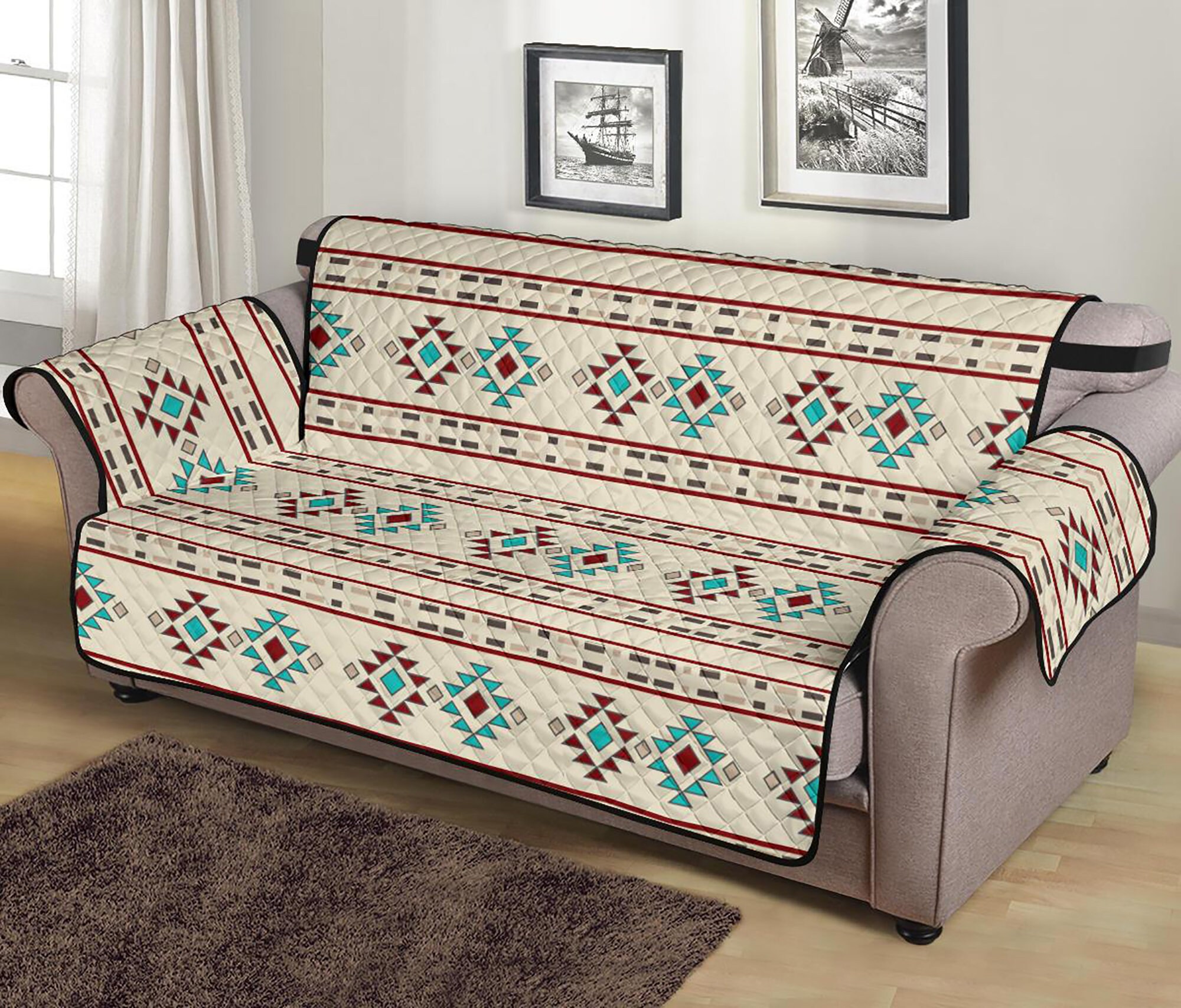 Southwestern Pattern Couch Sofa Cover 70 Seat Width Etsy