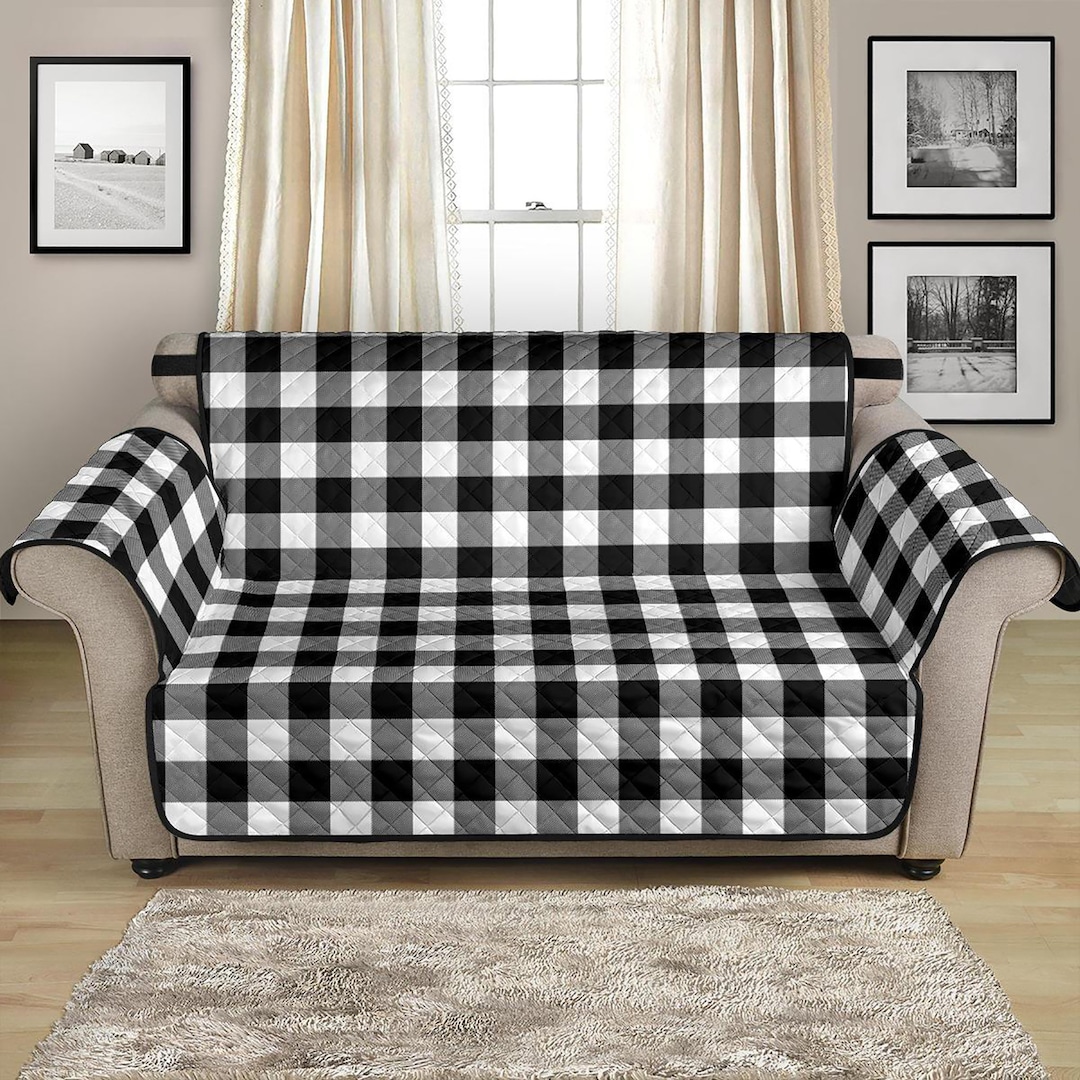Black and white plaid couch deals