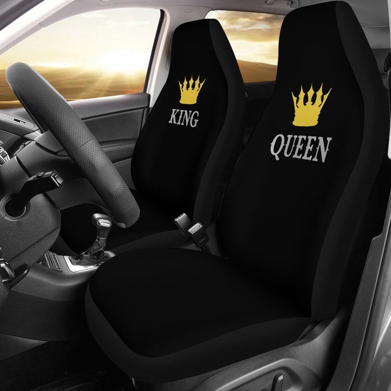 King and Queen His and Hers Car Seat Covers Set Set in Black Etsy