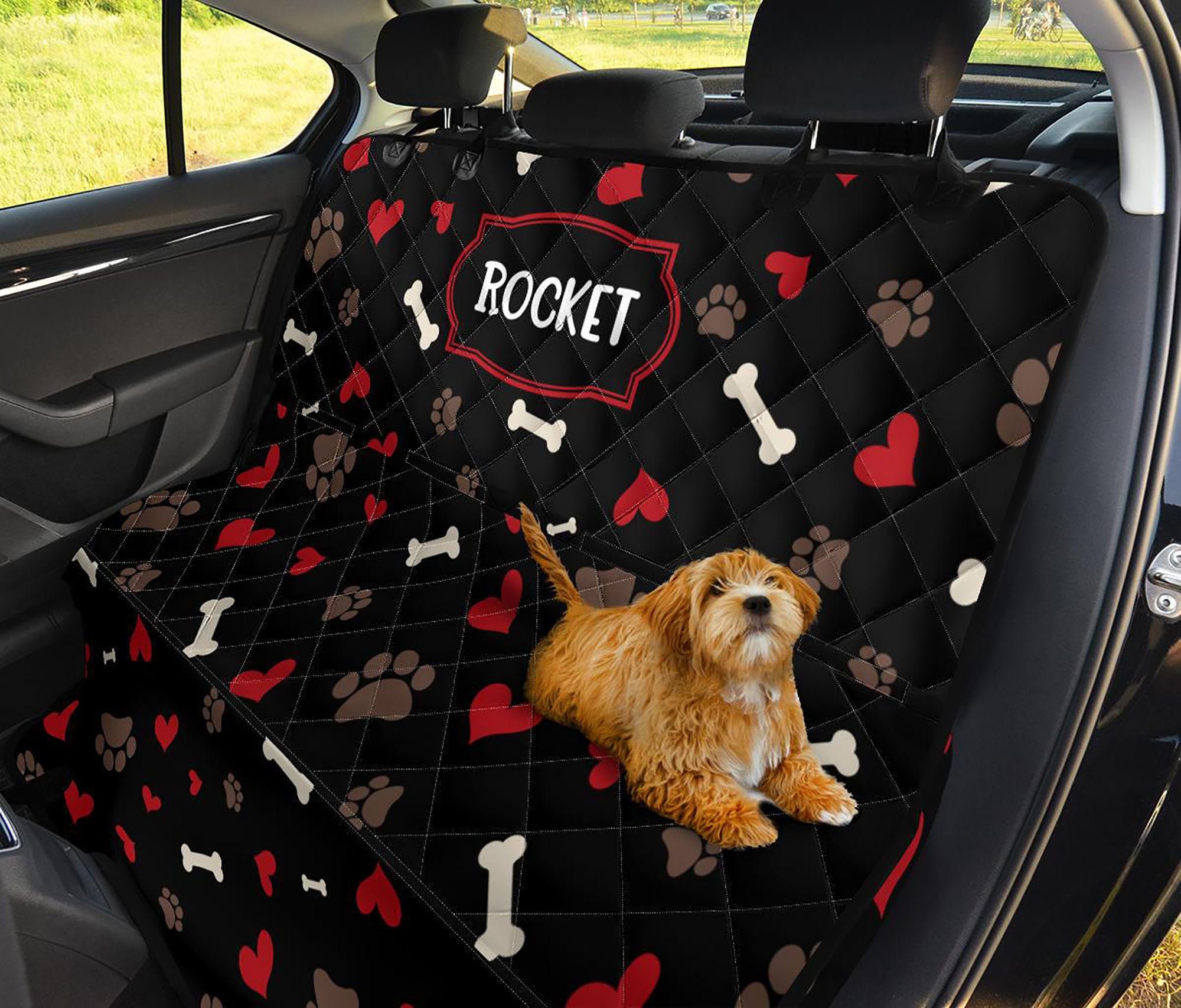 AMOCHIEN Back Seat Extender for Dogs - Backseat Pet Bridge, Dog Hammock  Covers Entire Back Seat, Rear Pet Foam Platform Divider Barrier Water