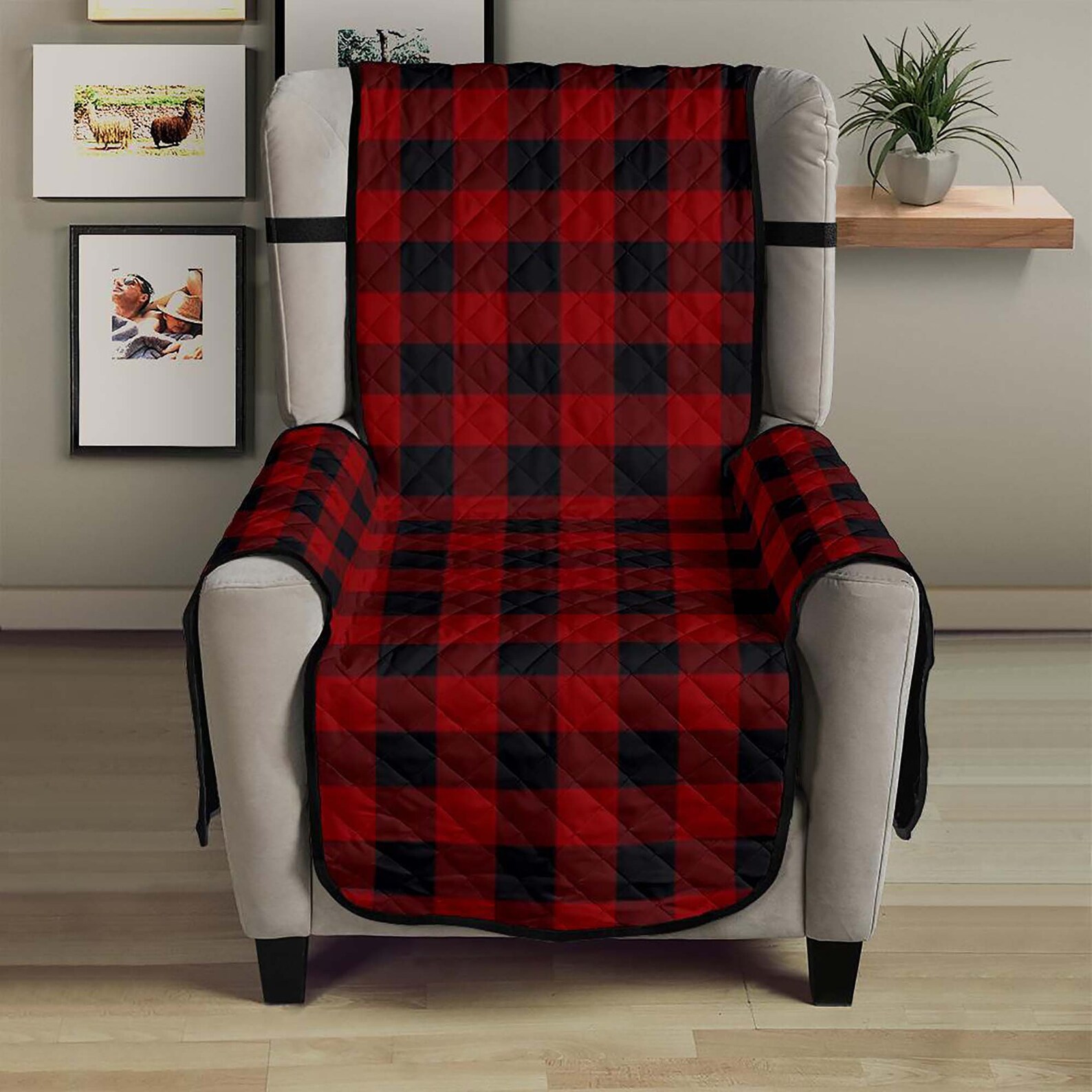 Red and Black Buffalo Plaid 23 Seat Width Armchair Sofa Etsy