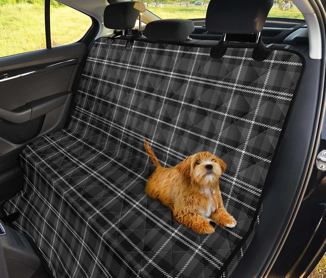 Karierte Auto Sitzbezüge Set 2-tlg., Tartan Buffalo Karos schwarz beige  Muster Vordersitz SUV Hundeschutz Accessoire Dekoration Canvas -   Österreich