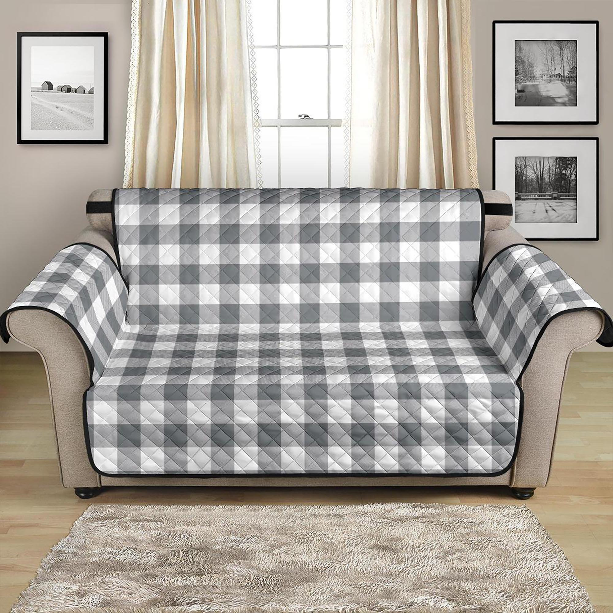 Gray and White Buffalo Plaid 54 Seat Width Loveseat Sofa Etsy