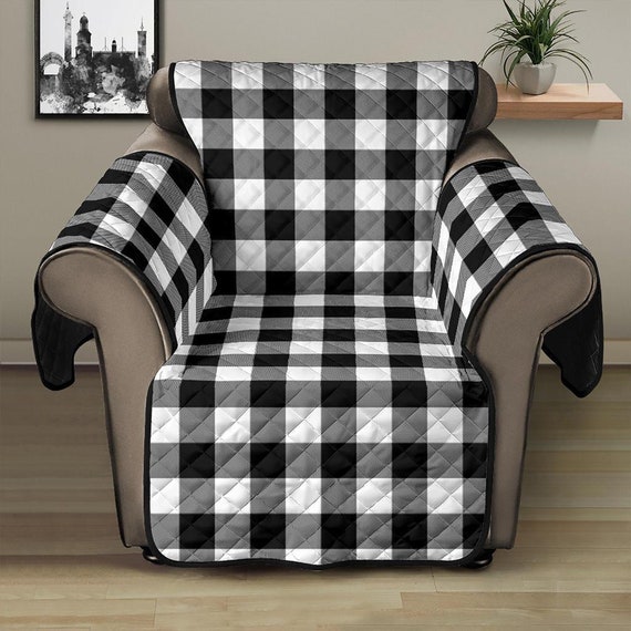 Black and White Buffalo Plaid Furniture Slipcovers Rustic Etsy