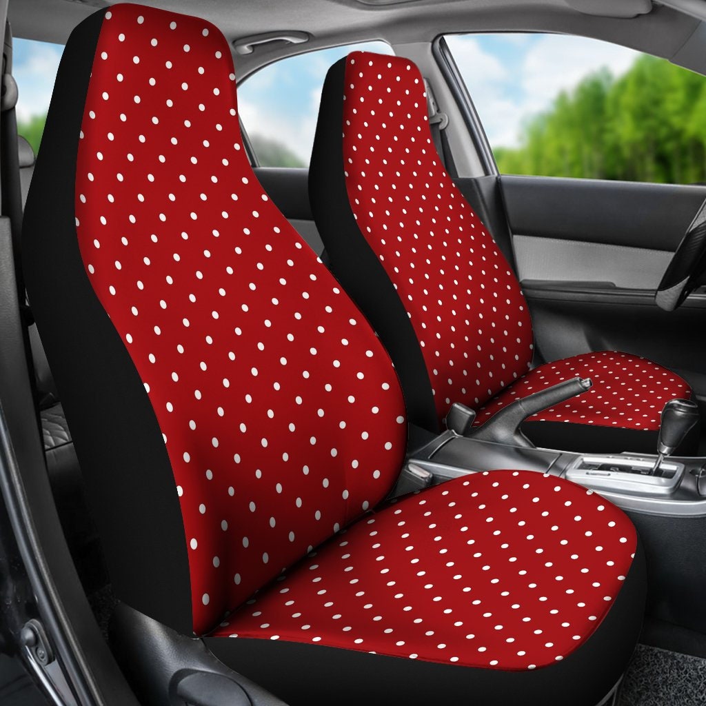 Red and White Polkadot Retro Vintage Style Car Seat Covers Set Etsy