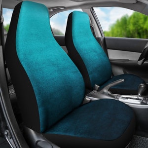 Teal Ombre Watercolor Design Car Seat Covers Set Universal Fit For Bucket Seats In Cars and SUVs image 5