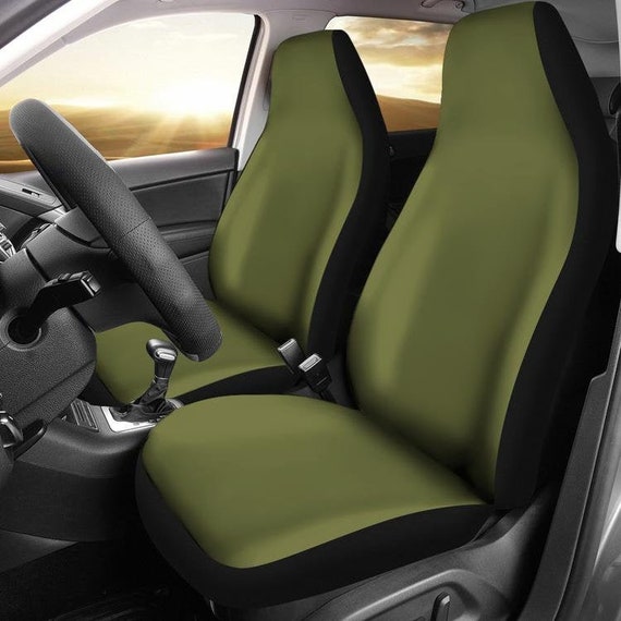 Buy Army Green Car Seat Covers Set of 2 Protectors Universal Fit Neutral  Military Solid Color SUV Bucket Seats Car Accessories Online in India 