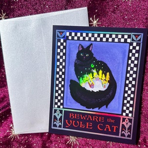 Yule Cat-kaart van iriserende folie