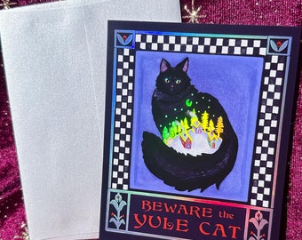 Iridescent Foil Yule Cat Card