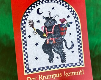 Gold foil Krampus mini prints