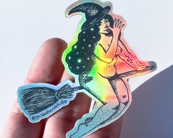 Holographic Badass Witch Sticker