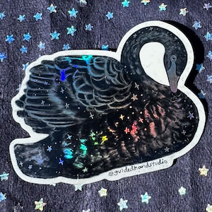 Holographic Swan Sticker (Black)