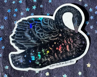 Holographic Swan Sticker (Black)