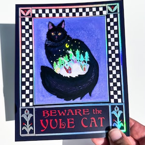 Yule Cat-miniprint van iriserende folie