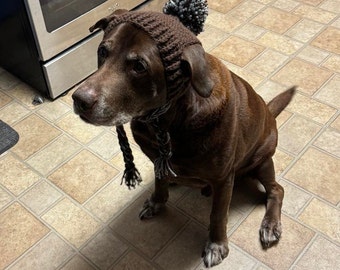 Large Dog Hat/Beanie with ribbed edging