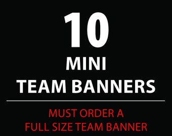 MINI TEAM BANNERS - Set of 6-15 players - must be exact copies of a full size team banner ordered through us