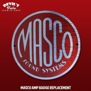 May include: A red circular metal badge with a silver embossed logo that reads "MASCO SOUND SYSTEMS".