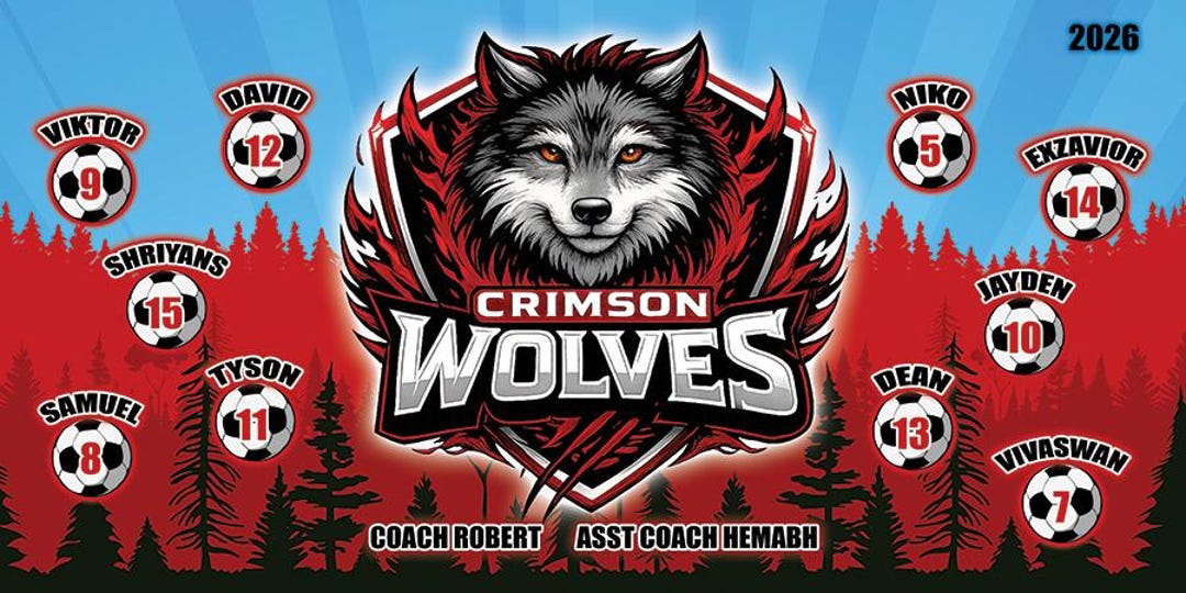 CRIMSON WOLVES - Soccer Team Banner - Any Team Name - Choose Size ...