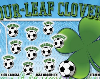 Four Leaf Clovers -  Soccer Team Banner  - (3ft x5ft) Your Team Name and Custom Design