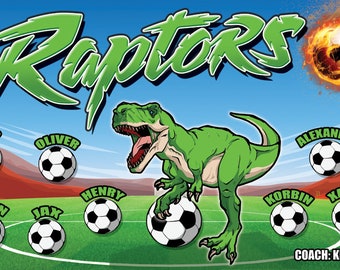 Raptors Soccer Team Banner  - (3ft x5ft) Your Team Name and Custom Design