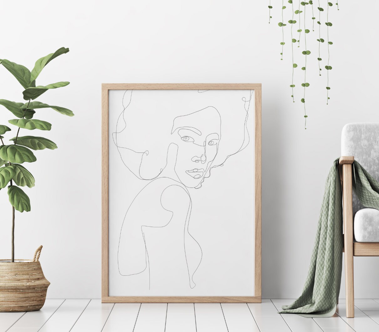 Abstract Portrait Line Art Digital Download Artline Art Wall Etsy