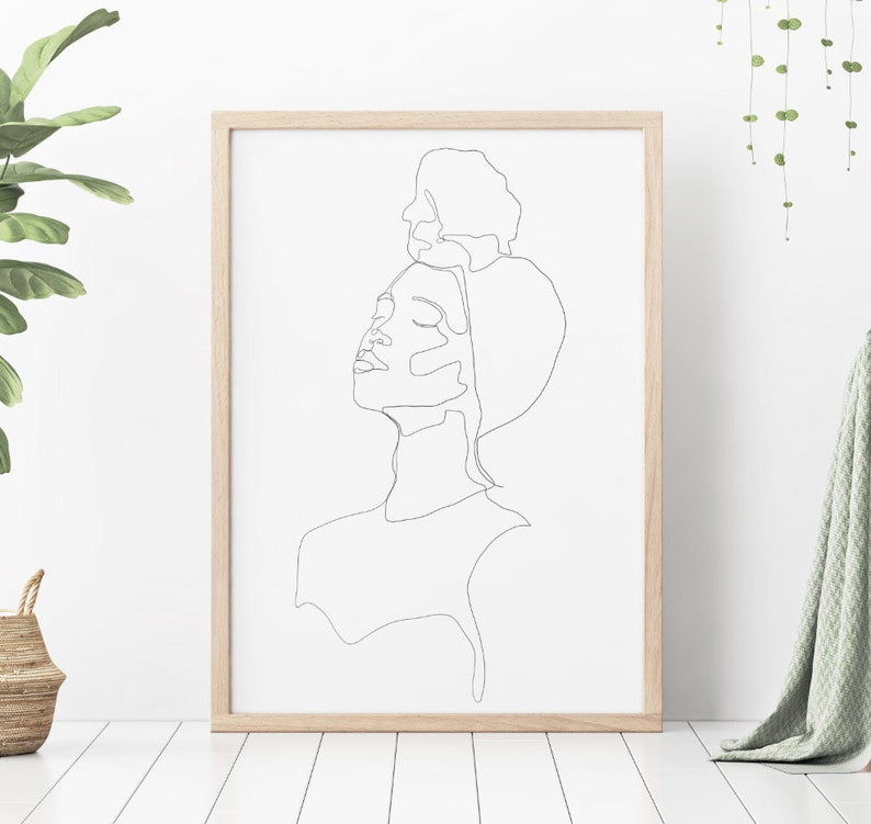 Abstract Black Woman Portrait Line Art Digital Download Art Etsy