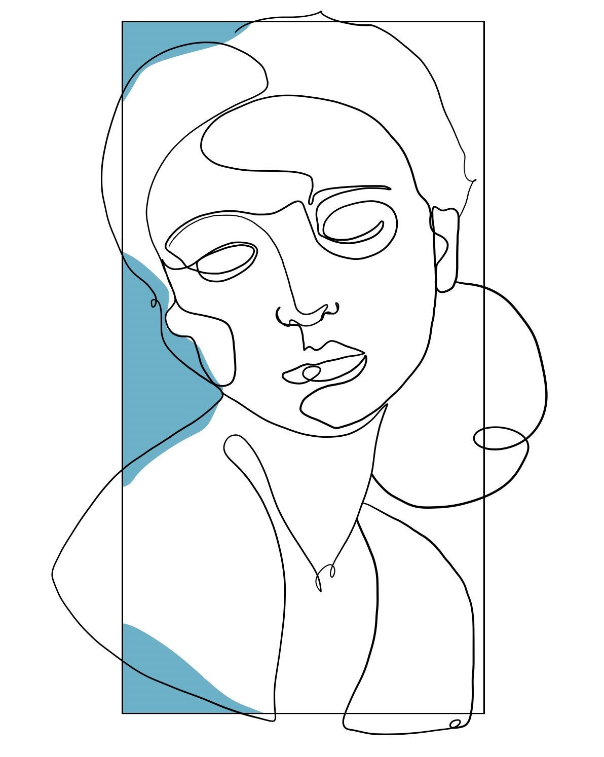 Line Drawing of Abstract Woman Portrait Digital Download, Wall Decor