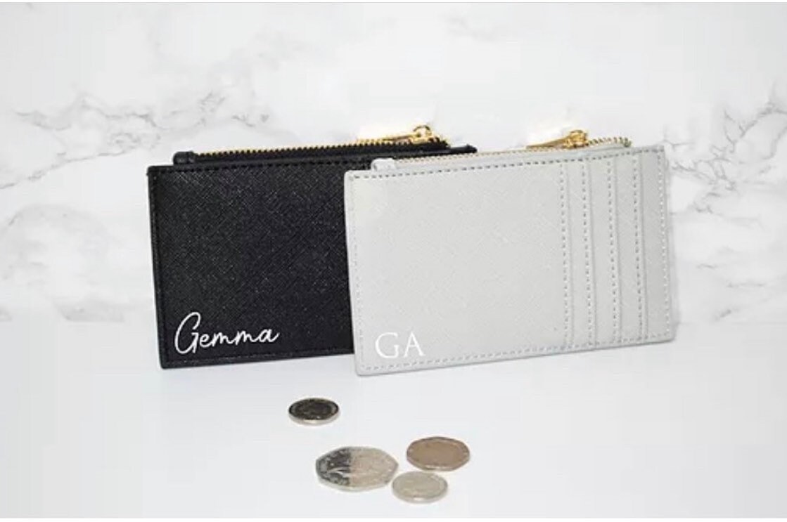 Boutique Coin purse / Card Holder Grey Personalised Purse Etsy Nederland