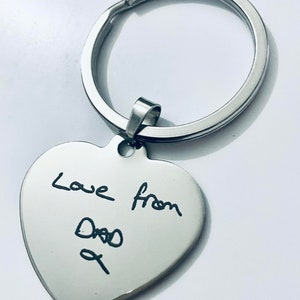 Memorial Heart engraved handwriting Keyring