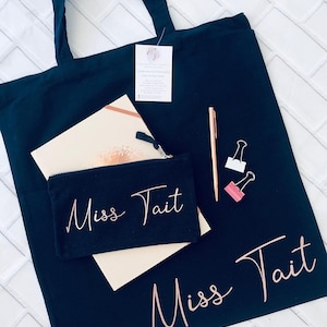 Personalised Tote Bag & Pencil Case - Teacher Gift - Bridesmaid Gift -