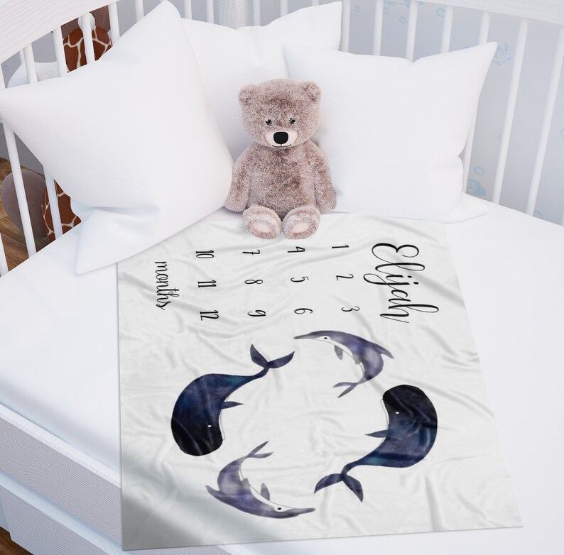 personalized baby milestone blanket boy
