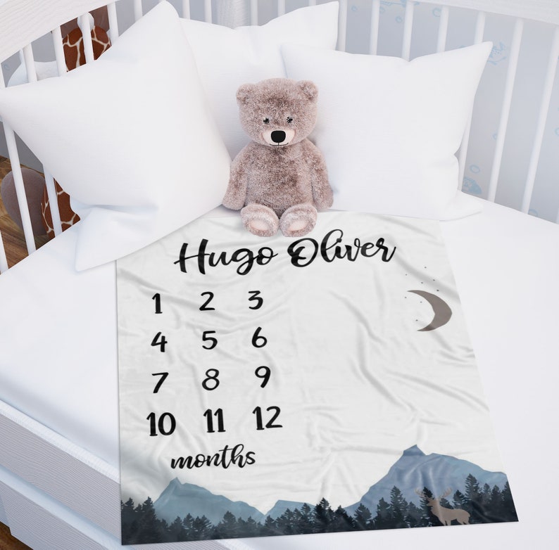 Milestone Blanket Boy Baby New Baby Gift Baby Month Blanket Etsy