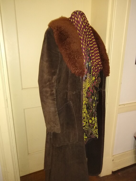 VTG 1970s Shearling Maxi Coat tie waist