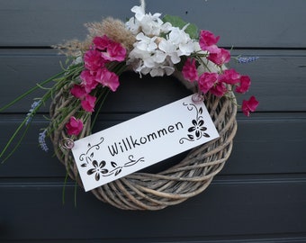 Door wreath "Welcome" Wall wreath, door decoration, summer wreath, gift move in