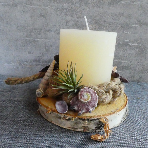 Maritime table decoration with candle "natural" summer decoration maritime decoration