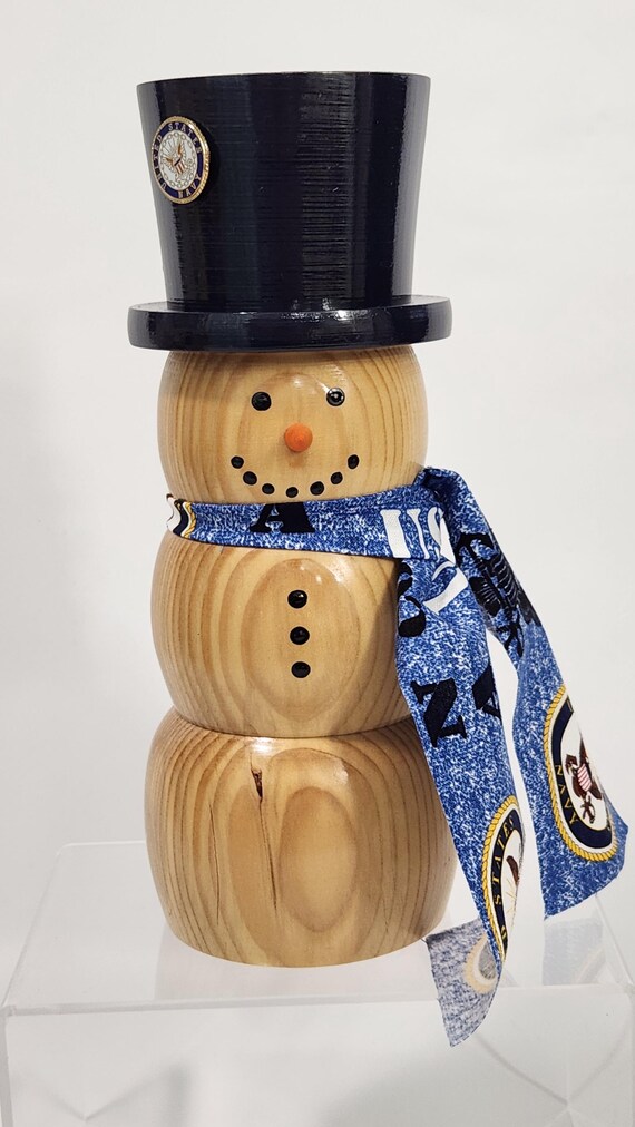 Hand-turned Pine Wood U.S. Navy Snowman Figure Decoration - Etsy