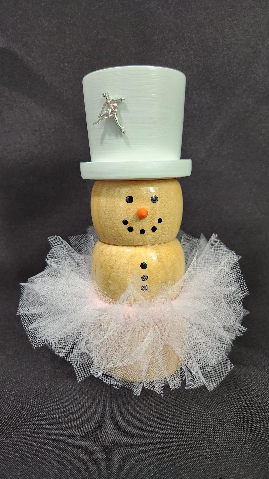 Handturned Maple Wood Ballerinathemed Snowman Figure Decoration Etsy