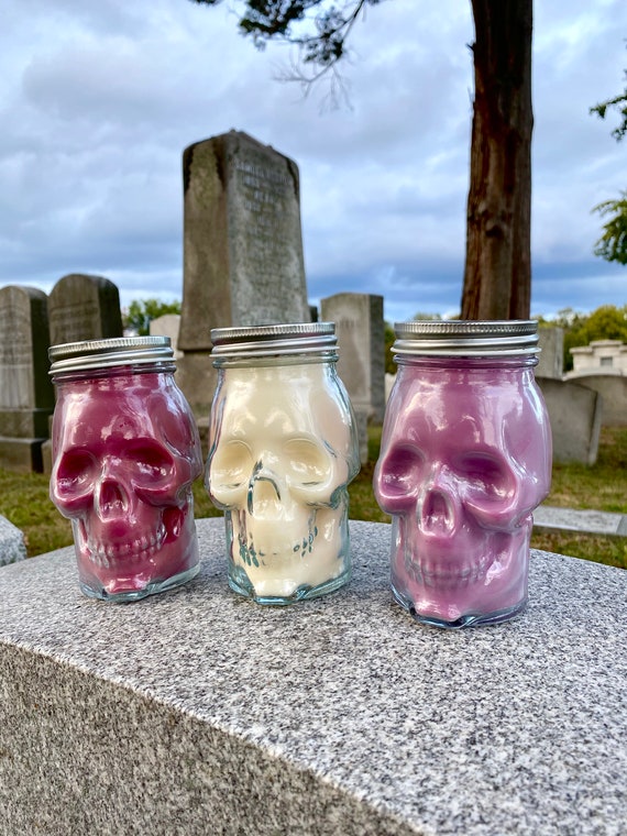 Skull Jar Candle 16oz. scented 100 Soy Wax Halloween Samhain Etsy