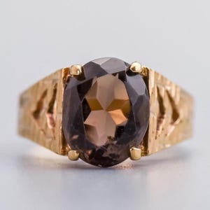 Solid 9K Gold Smoky Quartz Ring