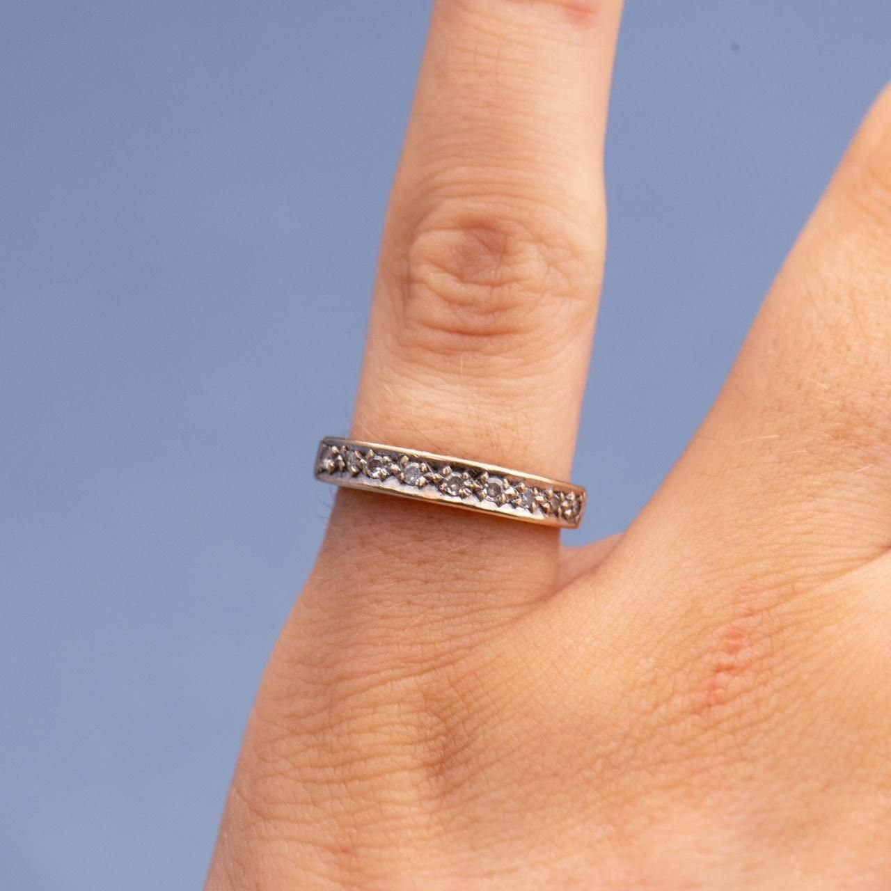 Solid 9K Gold Half Eternity CZ Ring Etsy
