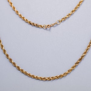 Solid 9K gold rope chain necklace