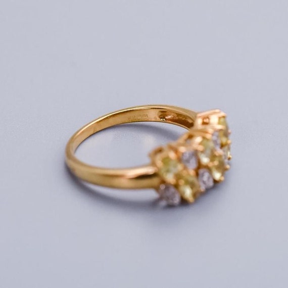 Solid 9K gold oval ring with clustered yellow cit… - image 2