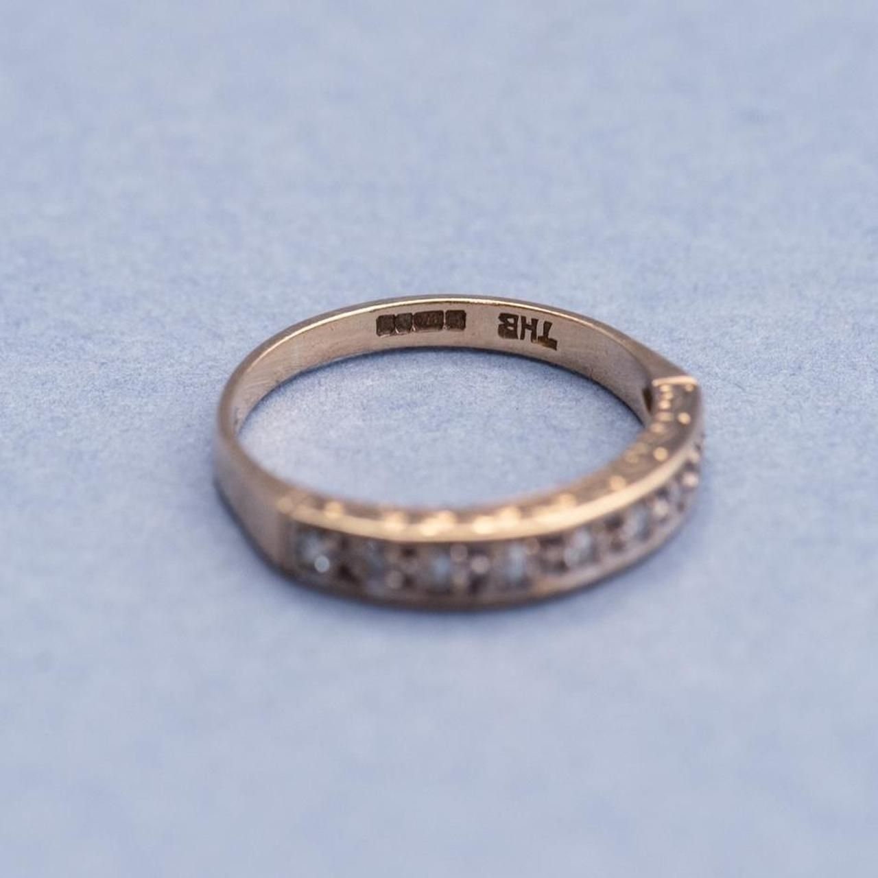Solid 9K Gold Half Eternity CZ Ring Etsy